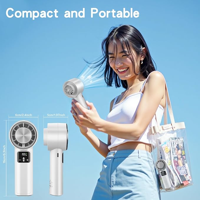 Handheld Turbo Fan with Ice Cooler, Rechargeable Personal Fans, 1-199 - Image 5