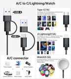 Temdan for Travel Vacation Essentials, 3 in 2 USB C Cable for Apple Watch - Image 2