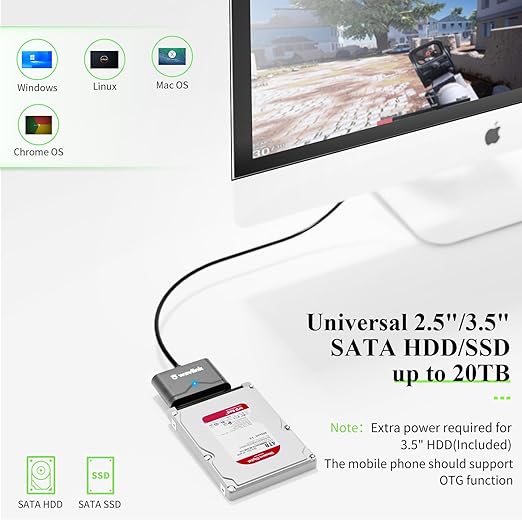 WAVLINK SATA to USB Type-A Hard Drive Cable, 5Gbps USB3.0, Supports UASP - Image 4