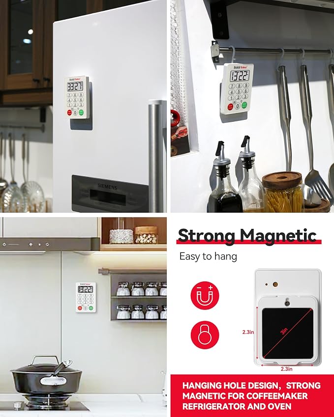 BaldrTherm Digital Kitchen Timer, Magnetic Waterproof Countdown Timer - Image 5