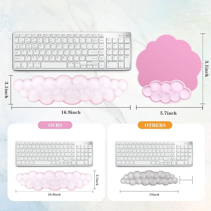 Gel Cloud Keyboard and Mouse Wrist Rest, Cute Wrist Support and Arm Support Rest - Image 4