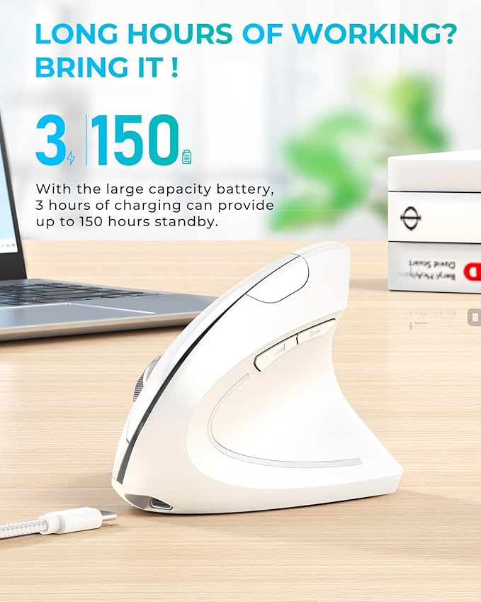 Lekvey Ergonomic Mouse, Vertical Wireless Mouse, Rechargeable 2.4G Optical - Image 4