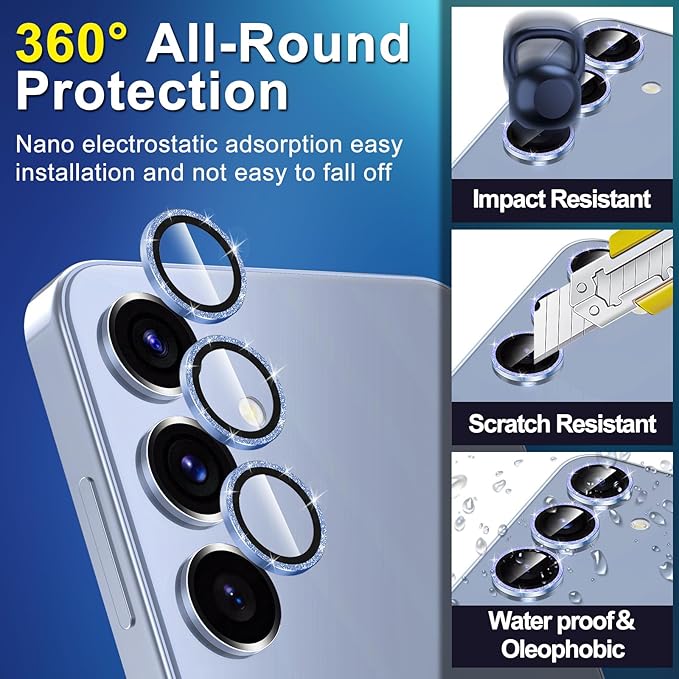 for Samsung Galaxy S25 Camera Lens Protector, Individual Metal Ring Tempered - Image 3
