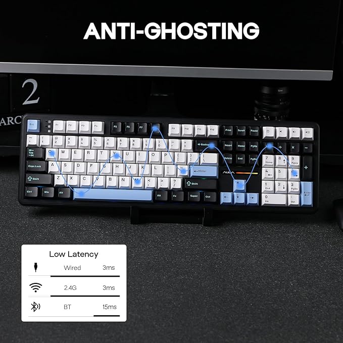 EPOMAKER Aula F108 Wireless Gaming Keyboard, Full Size Mechanical Keyboard - Image 4
