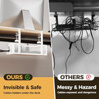 4 Pack Under Desk Cable Management Box White, Cinati 53.6" Wire Organizers No - Image 3