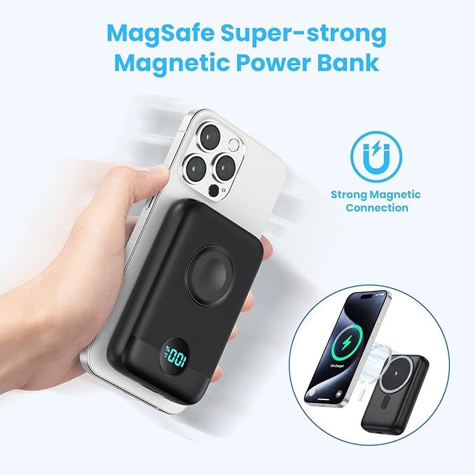 Magnetic Portable Charger 10800mAh, 4-in-1 Wireless Power Bank - Image 3