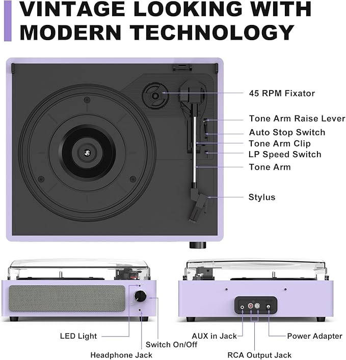 Record Player for Vinyl All-in-one Turntable - Image 6