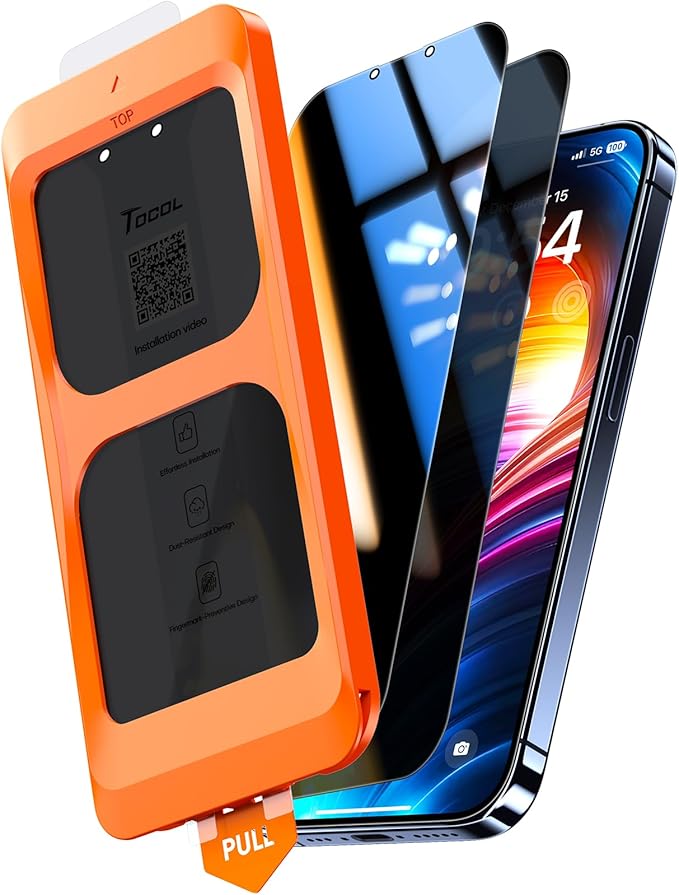 TOCOL for iPhone 13 Pro Max / 14 Plus Privacy Screen Protector True 25°Anti Spy by TOCOL