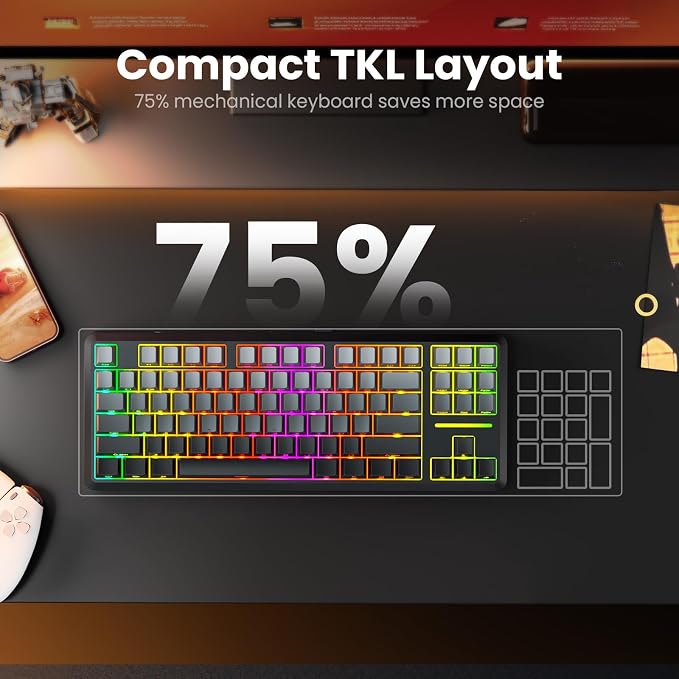 Redragon Wireless Mechanical Keyboard, 3-Modes Bluetooth Gasket Hot Swappable - Image 8