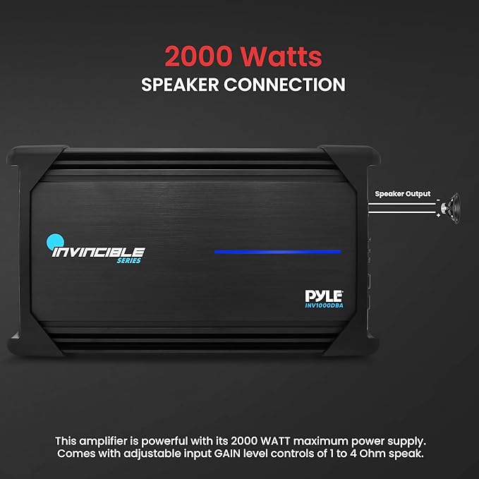 Pyle 1Channel 2000W Class D Car Audio System Amplifier, Advanced Protection - Image 4