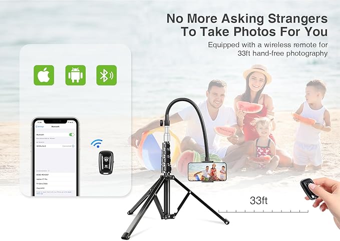 elitehood 80” Tall Phone Stand Tripod, Floor Phone Recording Stand, Heavy Duty - Image 7