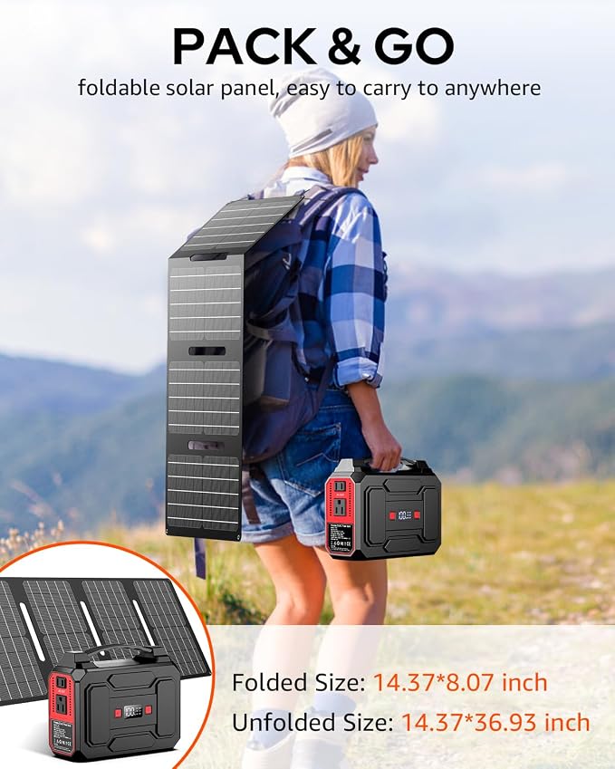 Solar Powered Generator 200W Peak/100W Rated, Portable Solar Generator Power - Image 5