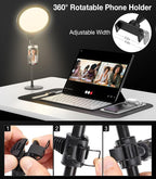 MoKo Desk Ring Light with Stand and Phone Holder, Dimmable Zoom Lighting - Image 7