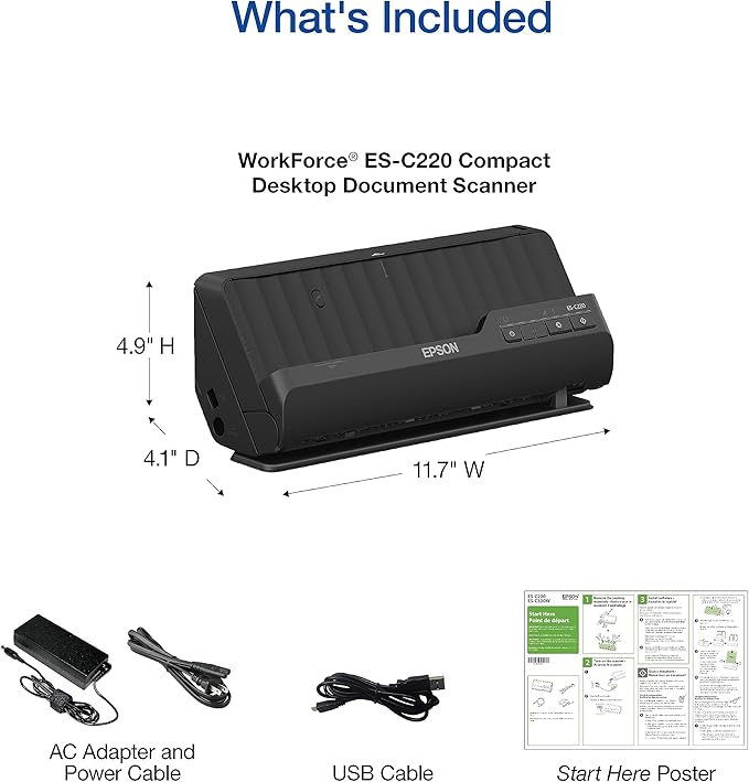 Epson Workforce ES-C220 Compact Desktop Document Scanner - Image 5