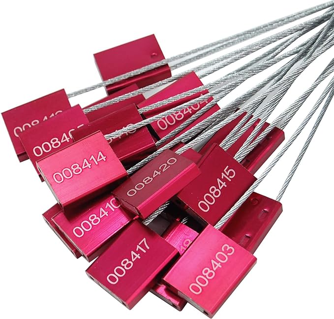 Leadseals 50 Red Steel Cable Seals Metal High Security Seals Numbered Truck - Image 3