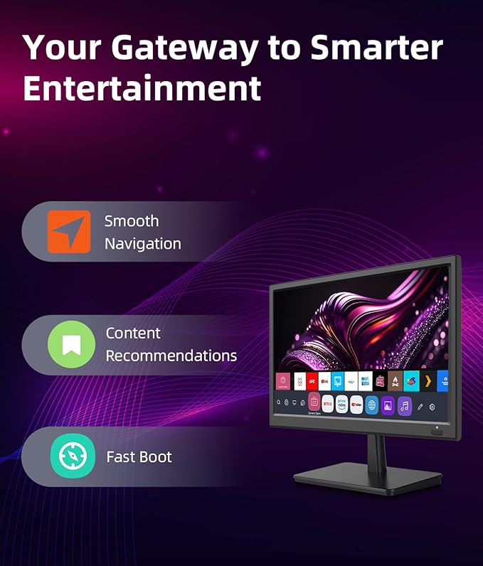 Feihe 15.6 Inch Small Smart TV HD 1080P LED, Flat Screen Smart Television - Image 3