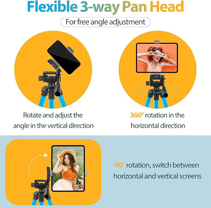 Aureday Phone Tripod Stand, 64” Extendable Cell Phone&Camera Tripod - Image 4