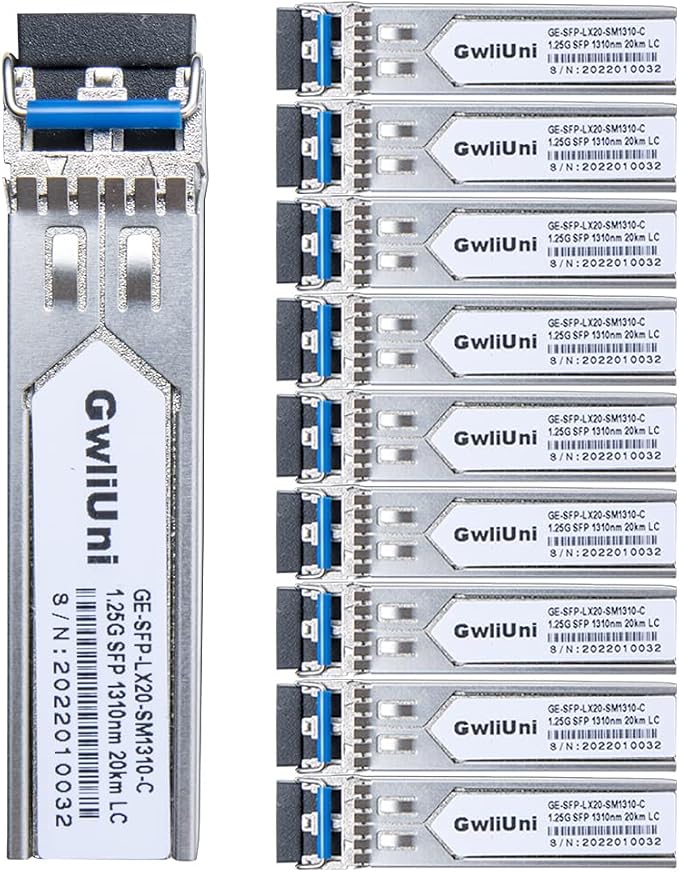 10Pcs 1.25G Single Mode SFP Fiber Module Network Transceiver, LX SM 1310nm 20km by GwliUni