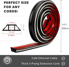 10ft Large Black Floor Cord Cover, Self-2" x 0.6", Cable Cavity:0.8" x 0.4" - Image 2
