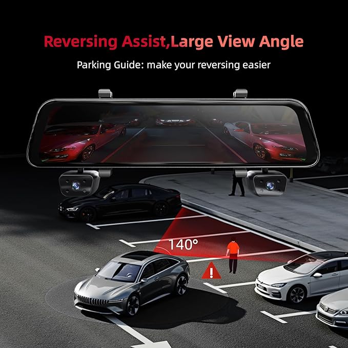 2025 Rearview Mirror Camera for Cars, 360 Dashcam Front Rear Inside, Touch - Image 2