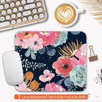Square Mouse Pad Pink Flower, Personalized Premium-Textured Custom Mouse Mat - Image 3
