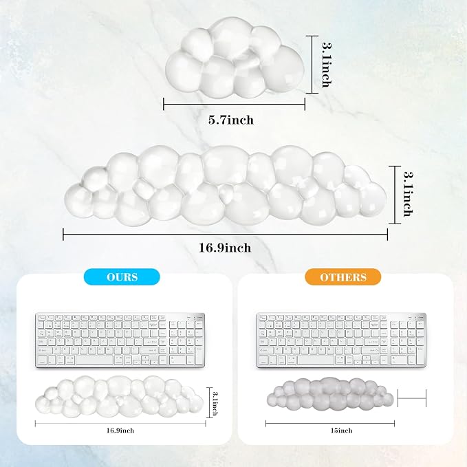 Gel Cloud Keyboard and Mouse Wrist Rest, Cute Wrist Support and Arm Support - Image 5