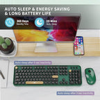 Wireless Keyboard and Mouse Combo, 104 Round Keys Cute Colorful Keyboard and - Image 5