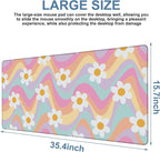 Large Mouse Pad Floral and Wavy Gaming Desk Pad Computer Keyboard Non-Slip - Image 3
