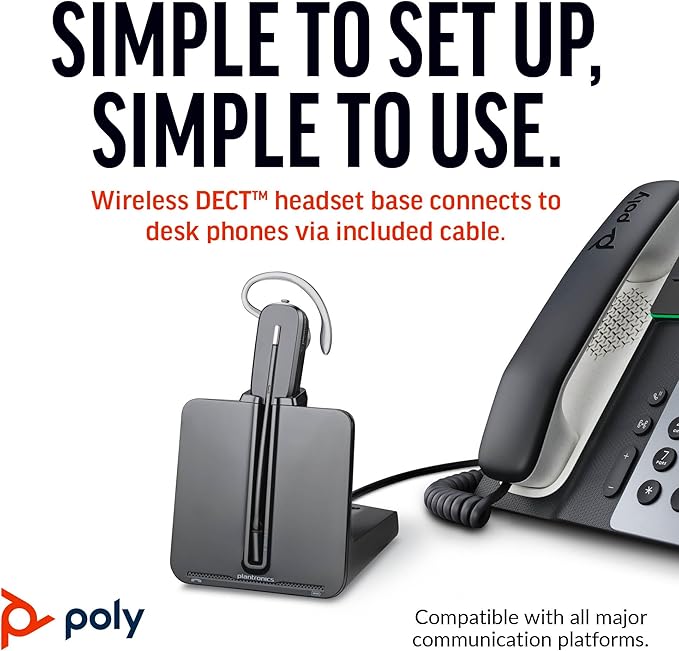 Poly CS540 Wireless DECT Headset – Single Ear Convertible – Connects to Desk - Image 4
