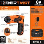 ENERTWIST Cordless Screwdriver, 8V Max 10Nm Electric Screwdriver Rechargeable - Image 2