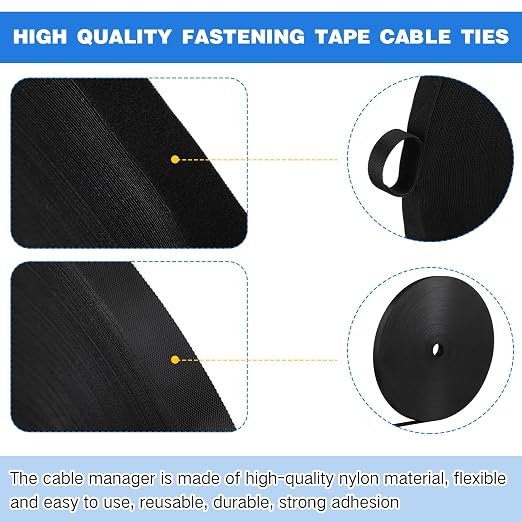 WILLBOND 3/4 Inch x 300ft Fastening Tape Cable Ties Reusable Fastening Nylon - Image 3