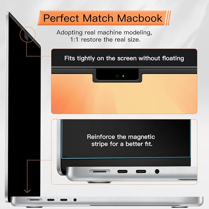 Privacy Screen MacBook Pro 16 Inch 2021-2024, Magnetic Removable Anti Blue - Image 7