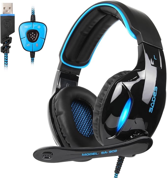 SA902 7.1 USB Surround Sound PC Headsets Over-Ear Gaming Headphones by Unknown
