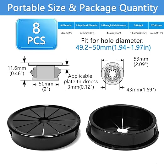 8 Pcs Cable Grommet, Snap Bushing 2" Mounting Diameter, Flexible Petal-Shaped - Image 9