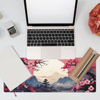 Pink Cherry Blossom Tree Desk Pad, Mountains and Sun Large Gaming Mouse Mat - Image 7
