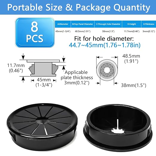 8 Pcs Cable Grommet, Snap Bushing 1-3/4" Mounting Diameter, Flexible - Image 9