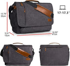 ESTARER Laptop Messenger Bag 17-17.3 Inch Water-resistant Canvas Shoulder Bag - Image 3