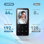 AGPTEK 64GB MP3 Player with Bluetooth, M3 2.4 inch Music Player with Speaker - Image 8