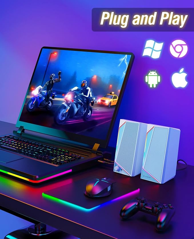 LENRUE Computer Speakers, USB/USB-C Powered PC Speakers - Image 5