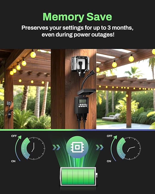 BN-LINK 7 Day Outdoor Heavy Duty Digital Programmable Timer, Outdoor Timer - Image 4
