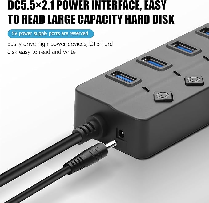 90 Degree USB Hub Splitter YACSEJAO USB 2.0 Data Hub - Image 5