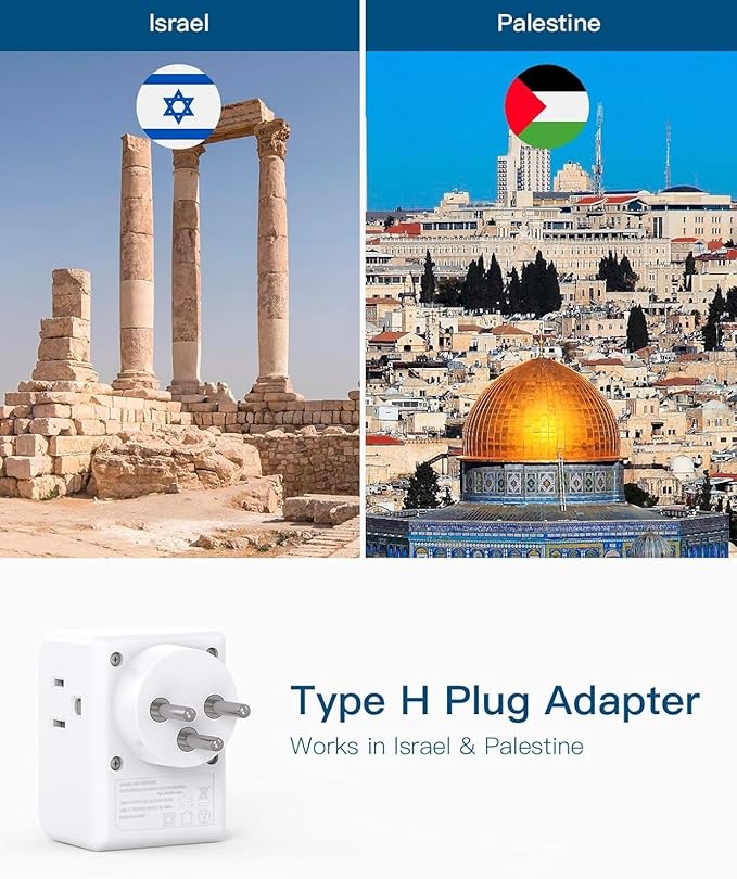 2 Pack Israel Power Adapter, One Beat Israel Travel Plug Adapter - Image 2