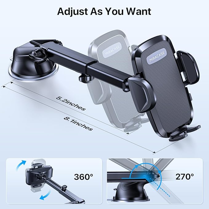 Miracase Phone Holders for Your Car, Universal Cell Phone Car Mount, 3-in-1 - Image 6