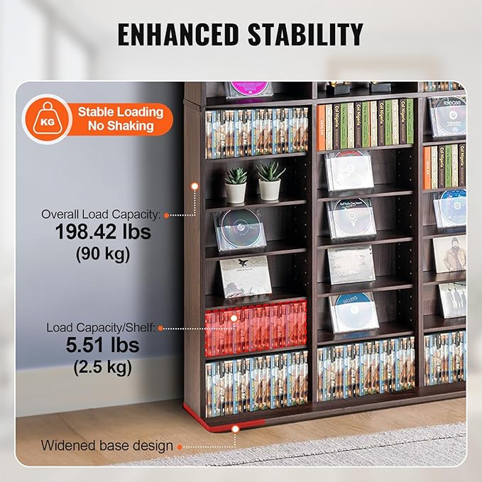 VEVOR Media Storage Cabinet, Adjustable DVD Cabinet, CD Storage, Protects & - Image 5