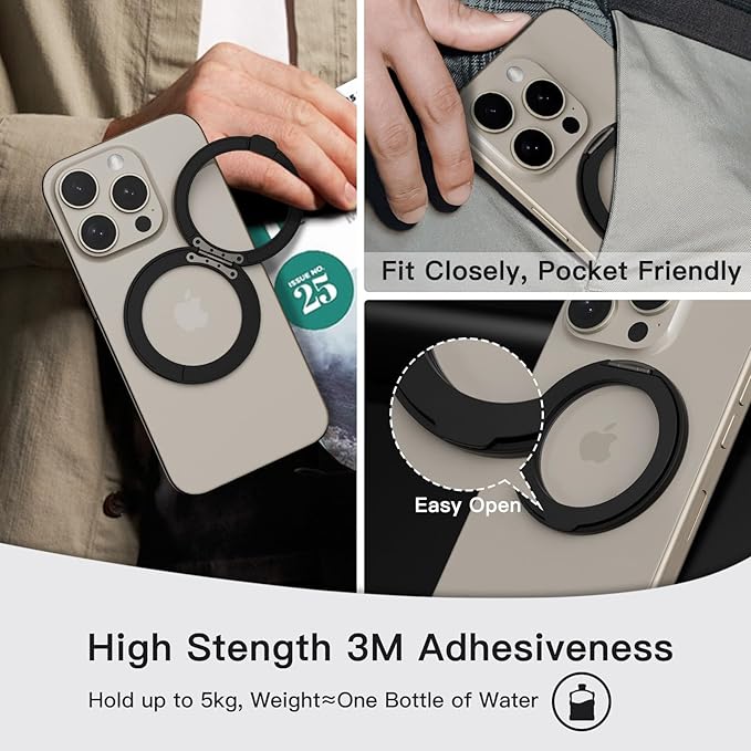COOLQO Upgraded Magnetic Phone Ring Holder Stand, Super Magnet Cell Phone Grip - Image 4