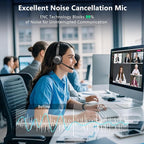 Wireless Headset with Mic for Work, Wireless Headphones with Mic & USB Dongle - Image 2