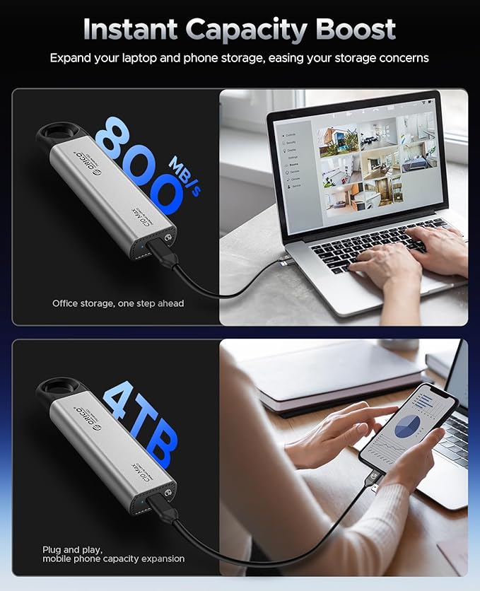 ORICO 4TB Portable SSD Up to 800MB/s, Hanging Hole Design External Solid State - Image 3