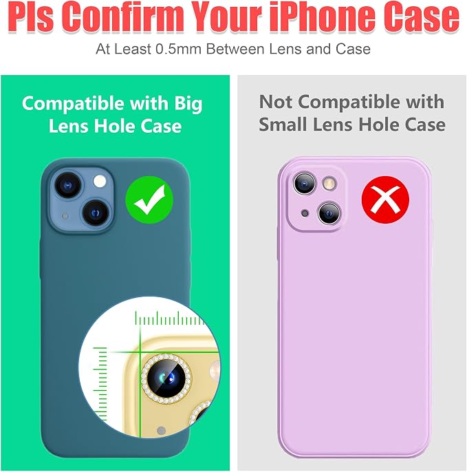 AGVEE 3+3 6 Pack for iPhone 15/15 Plus Camera Lens Protector, Bling Diamond & - Image 3