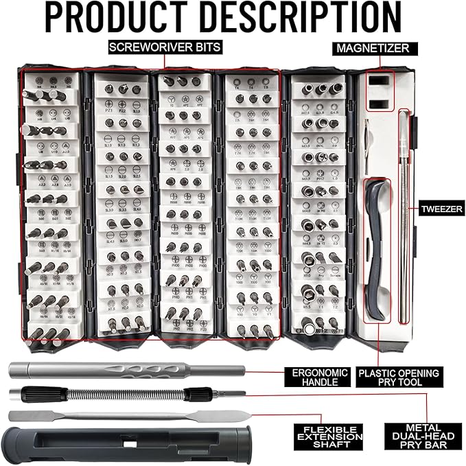 128 in 1 Precision Screwdriver Set, Precision Bit Set, Professional Magnetic - Image 3
