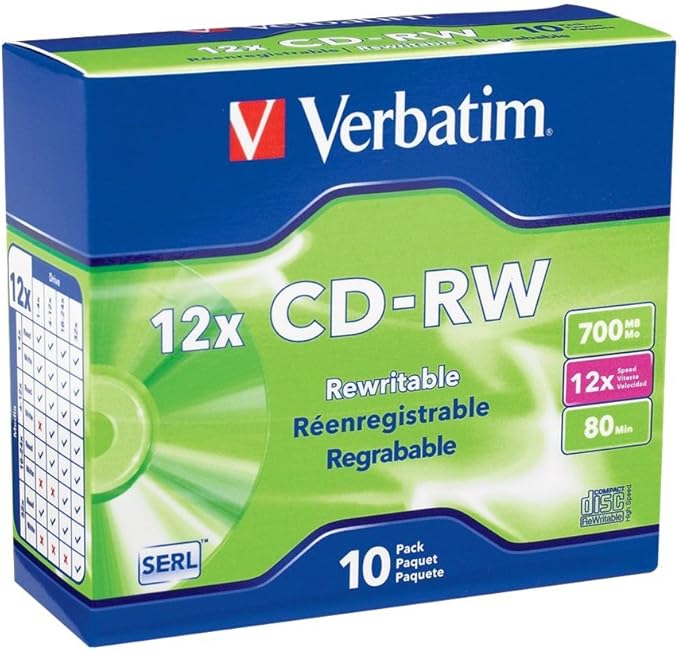 Verbatim CD-RW 700MB 4X-12X Rewritable Blank Media by Verbatim